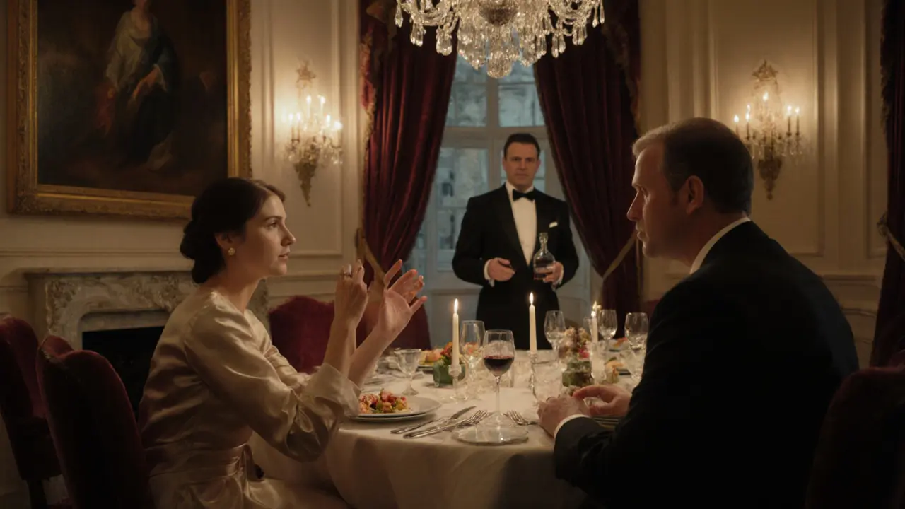 A couple enjoying a candlelit dinner at The Connaught, surrounded by luxury and intimate ambiance.