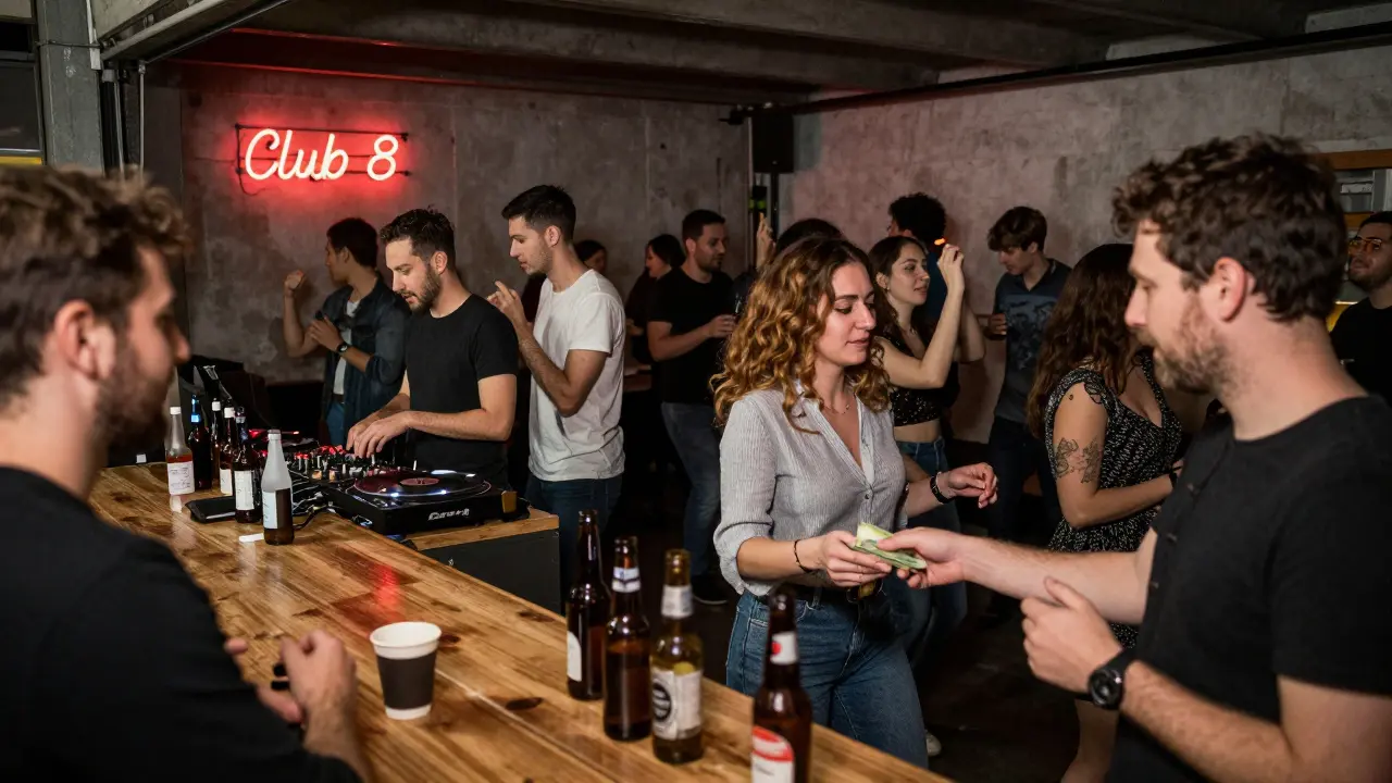 A small underground club in Milan where locals dance to vinyl records at 3 a.m.
