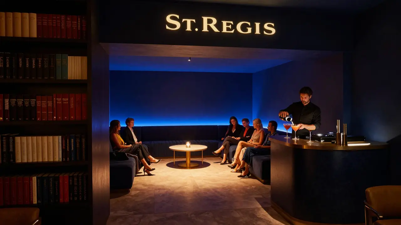 Cielo nightclub's hidden entrance reveals a dimly lit subterranean lounge with a dance floor and VIP seating, no visible crowds.