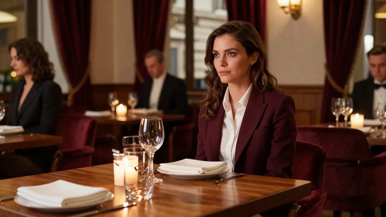 Elegant empty dining table at upscale Milan restaurant