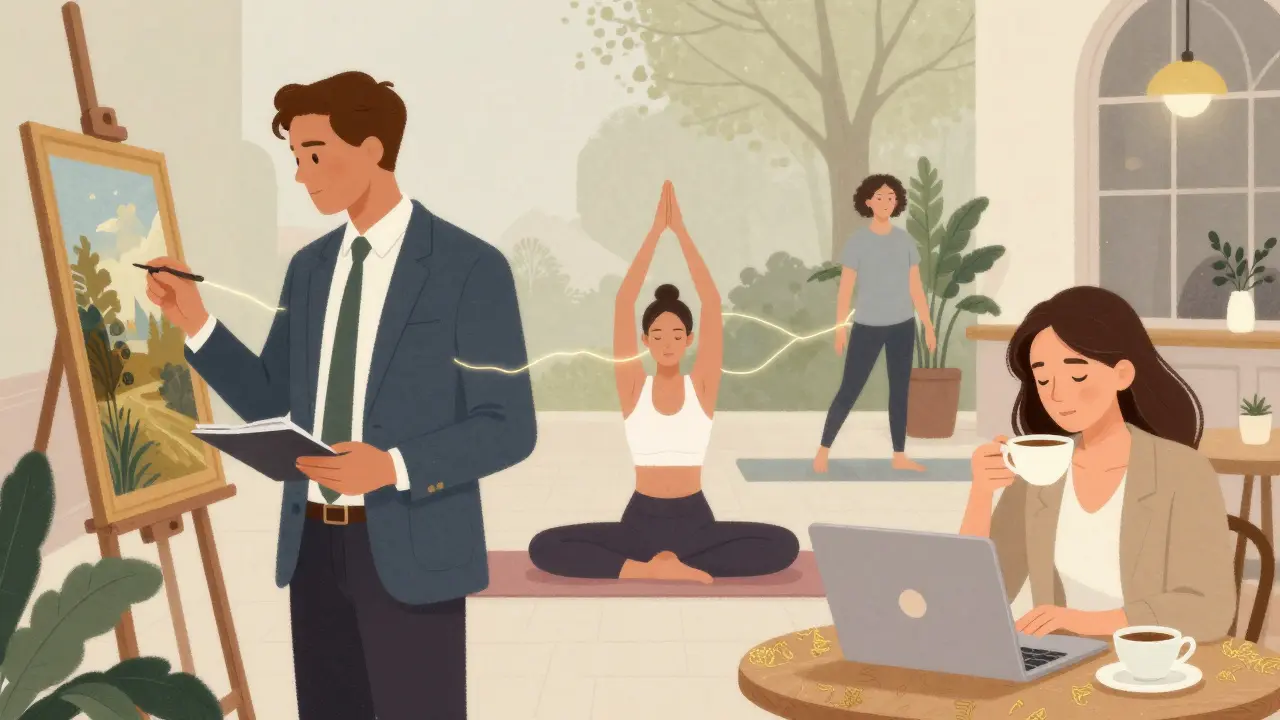 Three London professionals — curator, yoga instructor, designer — living dual lives, subtly connected by quiet moments of companionship.